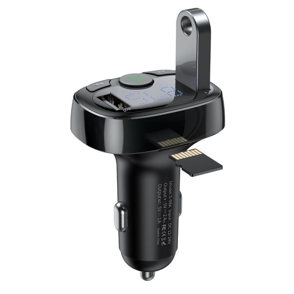 Baseus FM Transmitter T τύπου Bluetooth 2xUSB microSD (Μαύρο) CCTM-01 