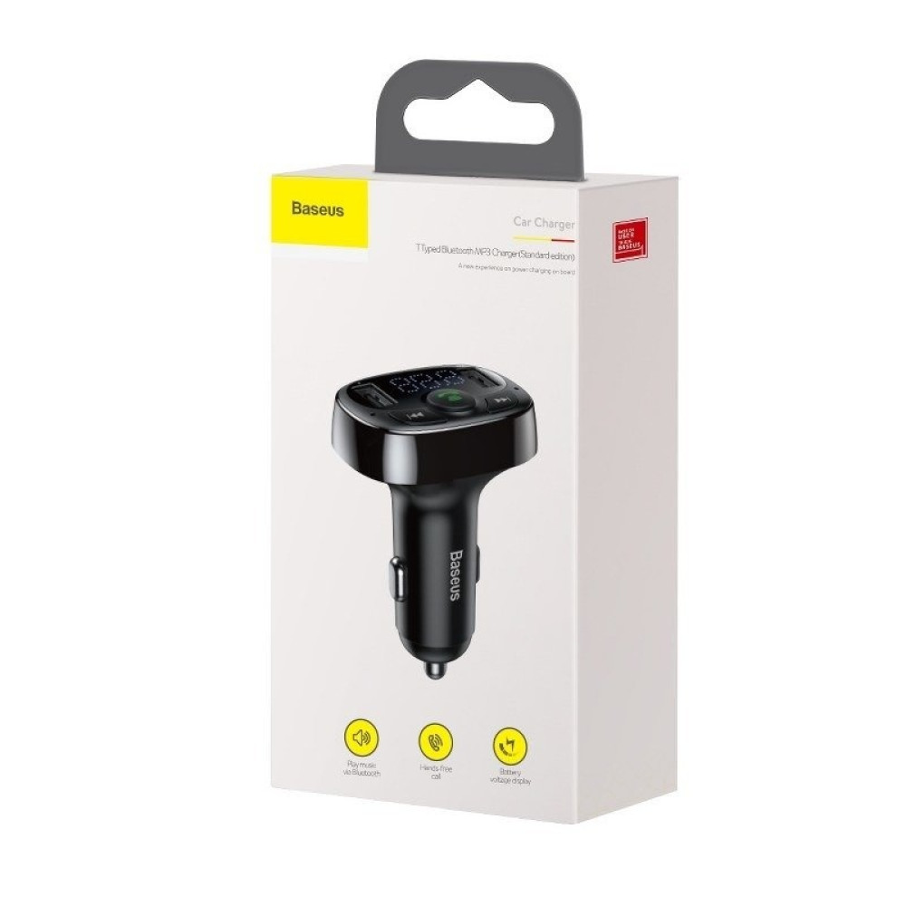 Baseus FM Transmitter T τύπου Bluetooth 2xUSB microSD (Μαύρο) CCTM-01 
