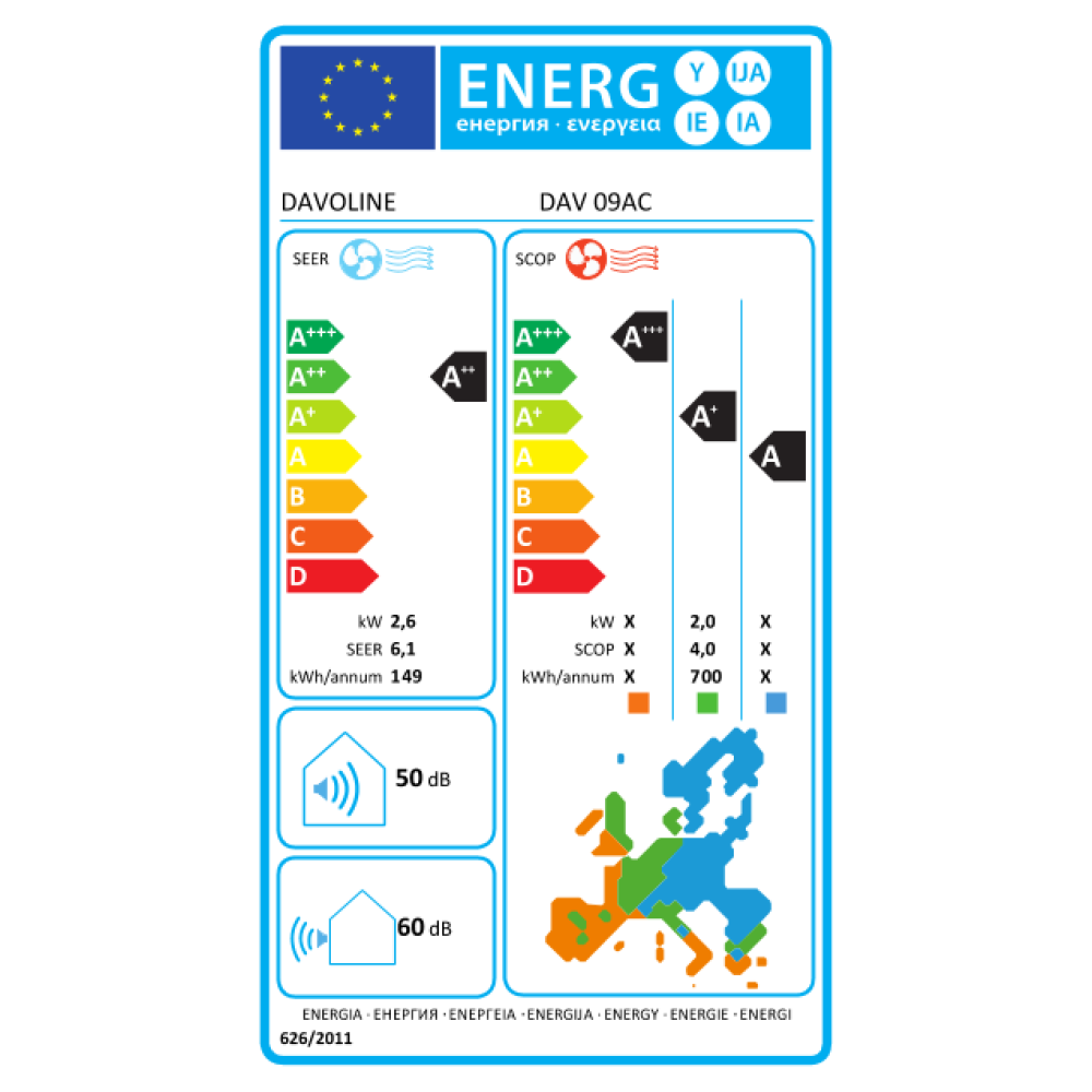 DAVOLINE ΚΛΙΜΑΤΙΣΤΙΚΌ DAV 09AC 9.000Btu